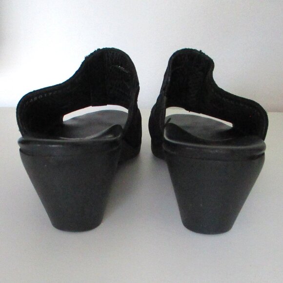 Mephisto Womens Black Suede Open Toe Slide 2" Rubber Heel Sandal - Size 36 EURO - Picture 7 of 8